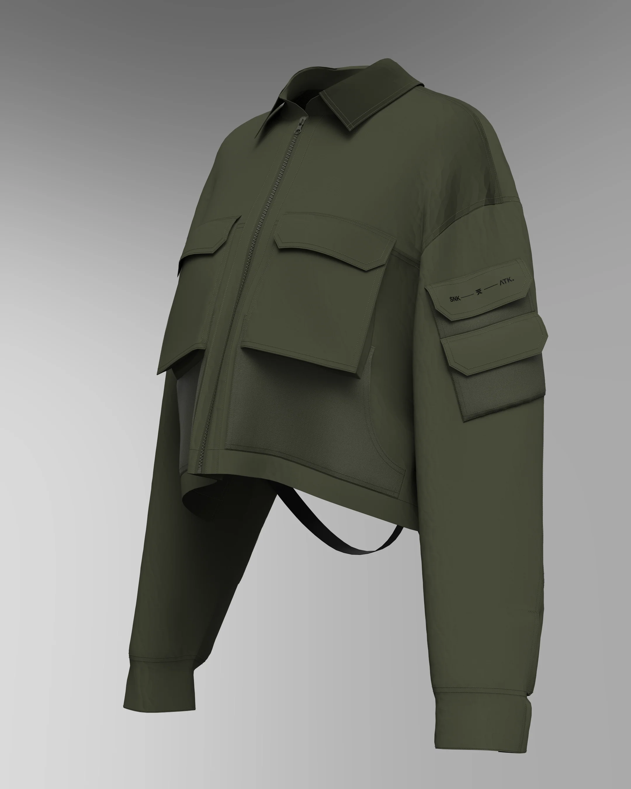 CORE Cropped Overshirt - Olive - Image 4
