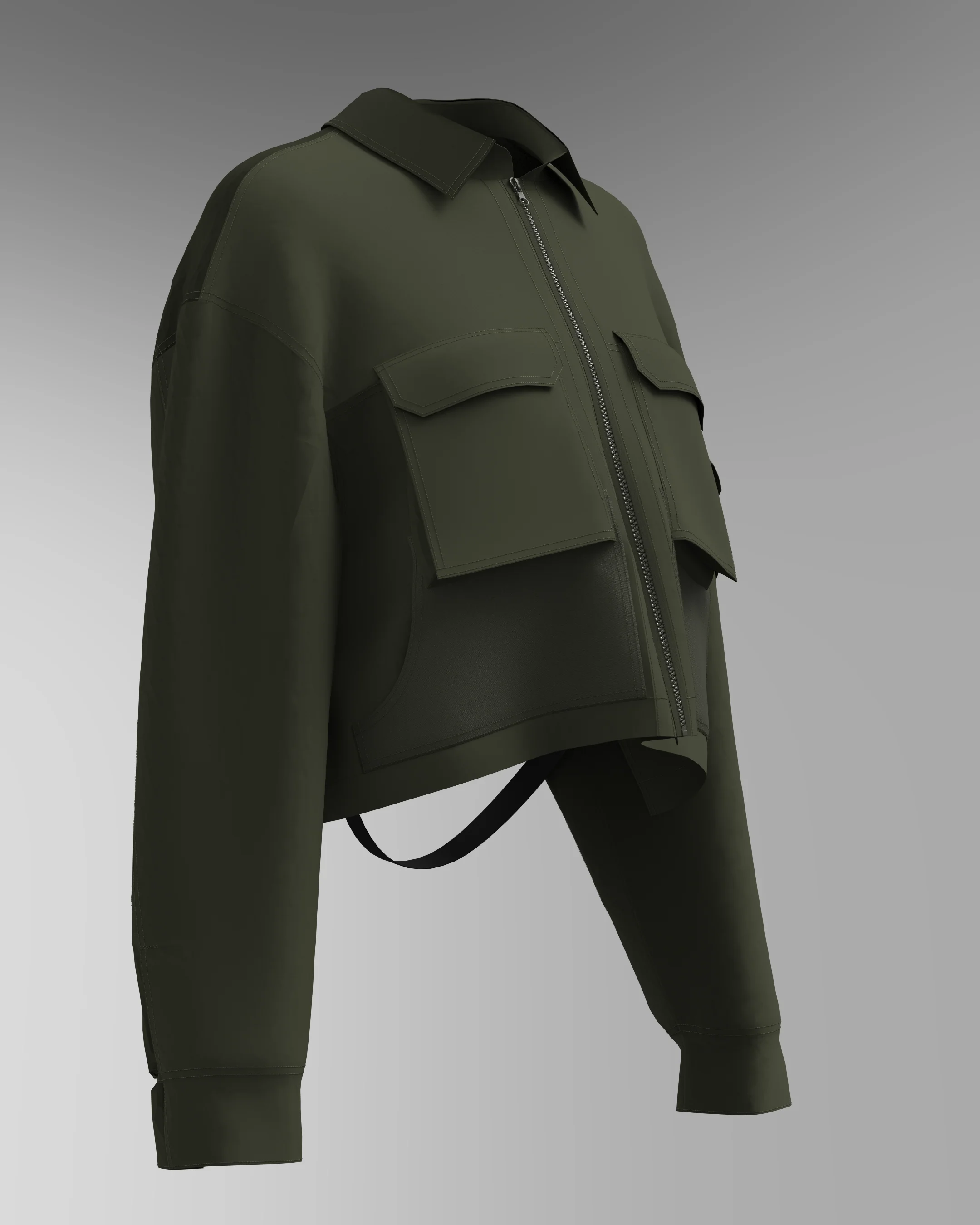 CORE Cropped Overshirt - Olive - Image 6