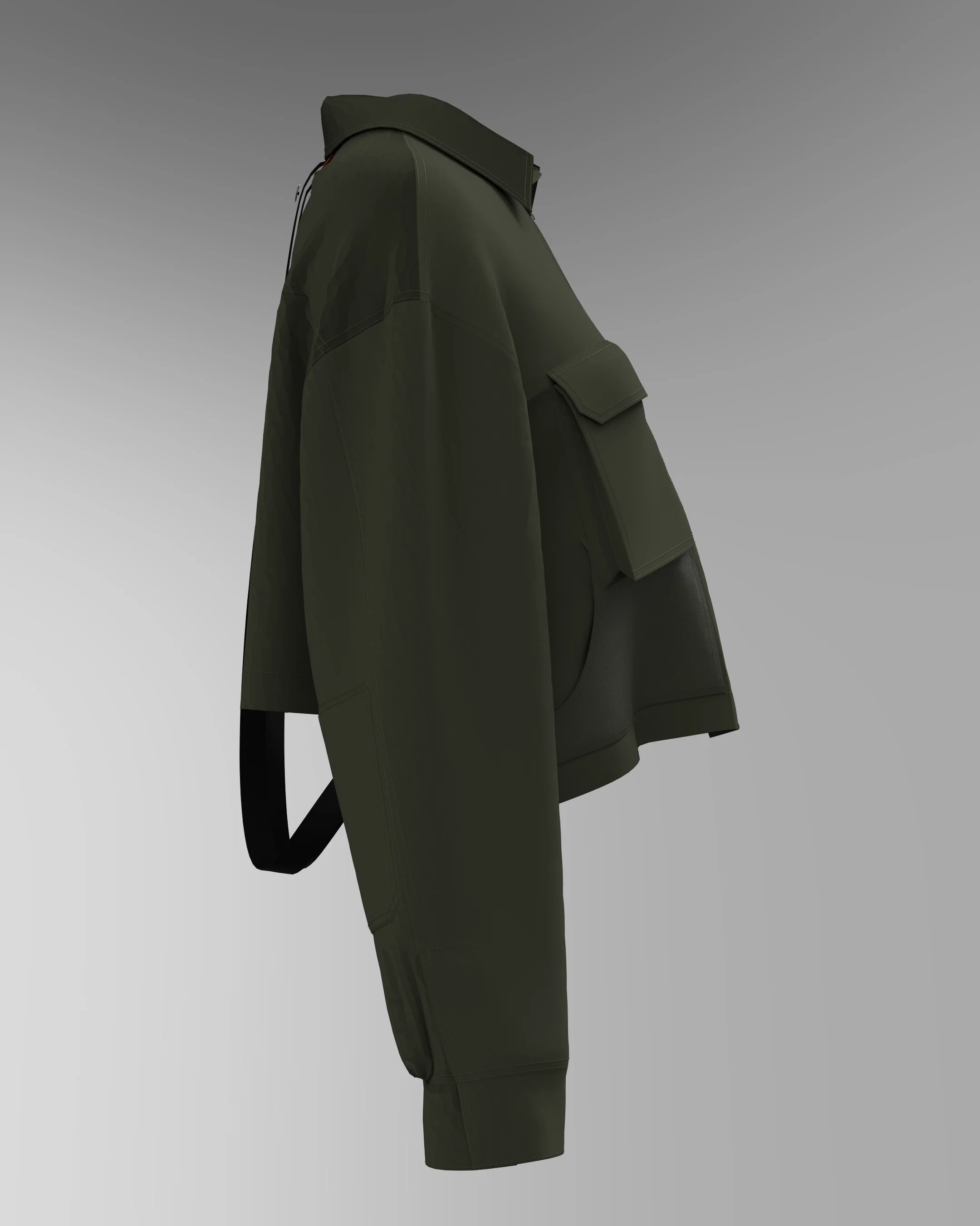 CORE Cropped Overshirt - Olive - Image 9